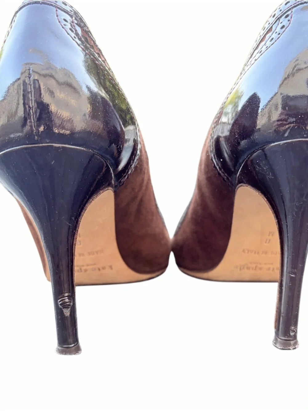 Kate‎ Spade Brown Suede / Patent Leather Mary Jane Heels with Pink Insole